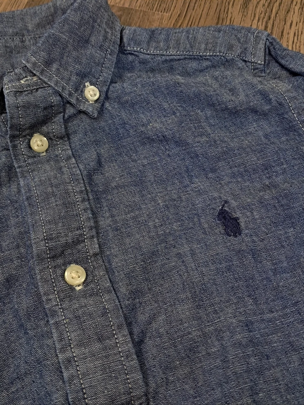 Ralph Lauren Shirt Boys Size 7 Blue Denim Button Up Long Sleeve